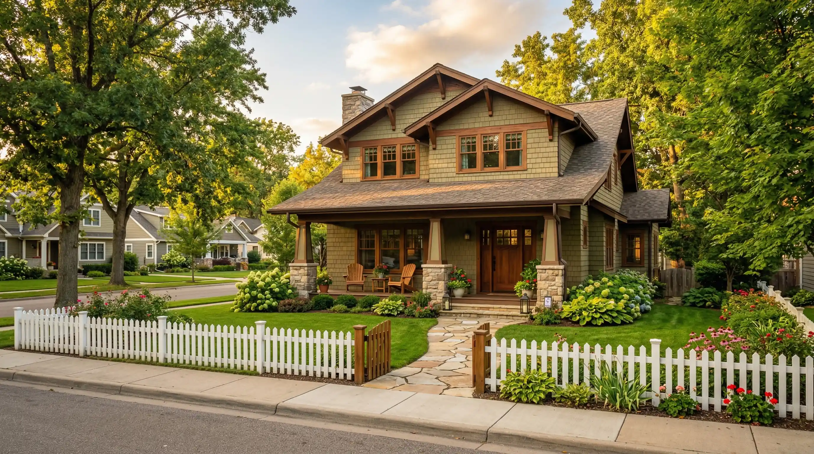 Beautiful craftsman-style home in a quiet Midwestern neighborhood