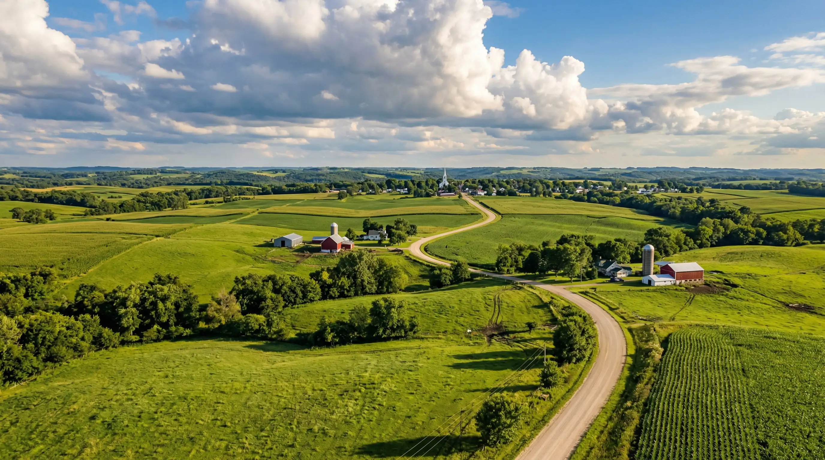 Panoramic view of Southeastern Minnesota farmland and countryside